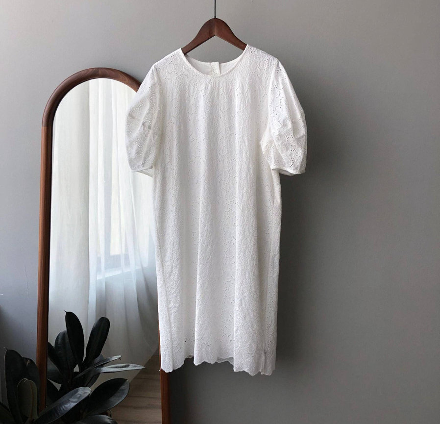 COTTON LACE DRESS (WHITE)